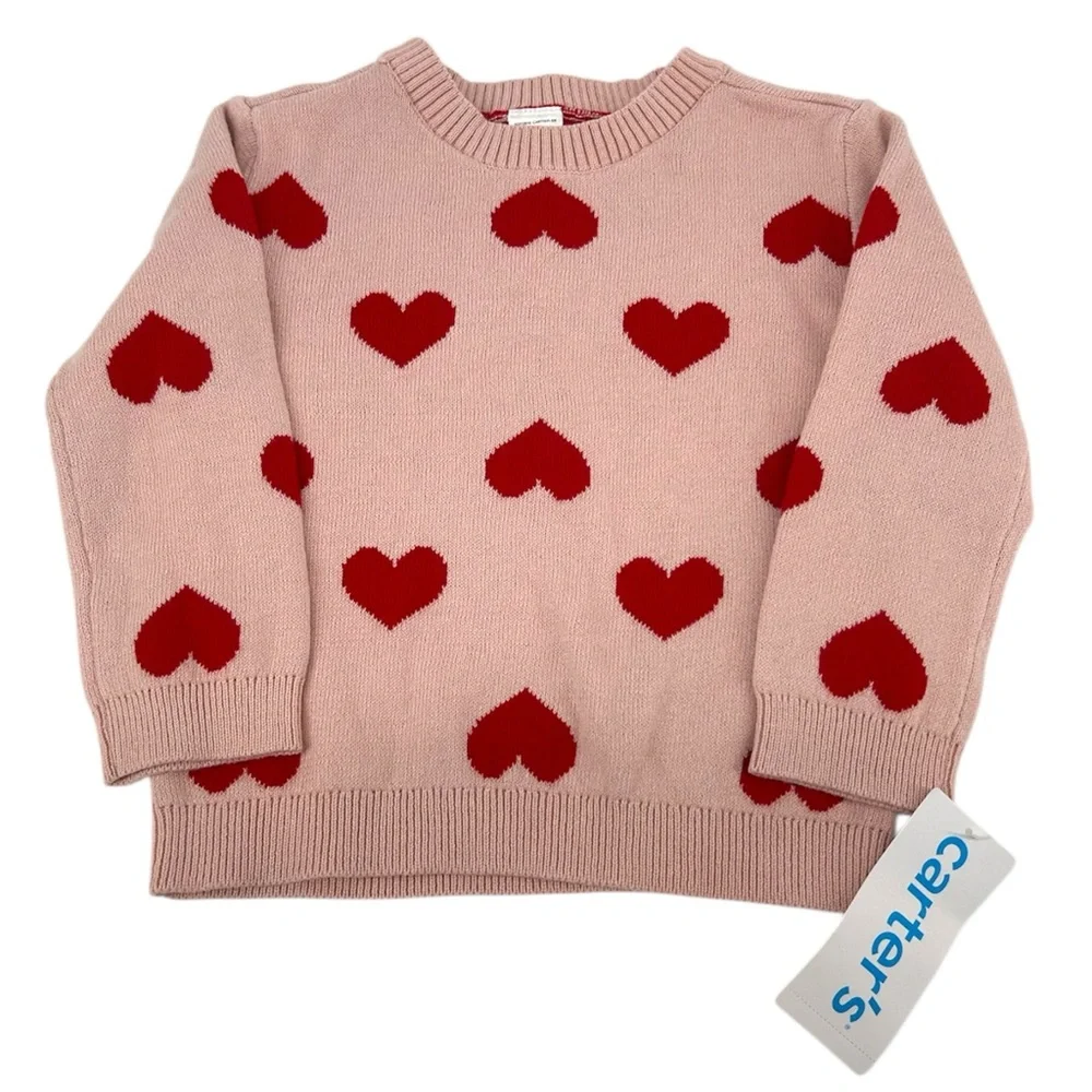 NWT Carter’s Pullover All Over Heart Print Sweater Pink and Red Size 18 Months